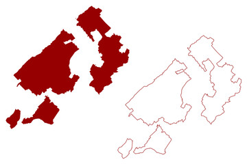 Broye District (Switzerland, Swiss Confederation, Canton of Fribourg or Freiburg) map vector illustration, scribble sketch Broyebezirk or District de la Brouye map