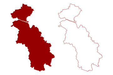 Bulach District (Switzerland, Swiss Confederation, Canton of Z&uuml;rich or Zurich) map vector illustration, scribble sketch Bezirk B&uuml;lach map