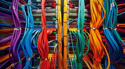 Colorful Network Cables in a Data Center