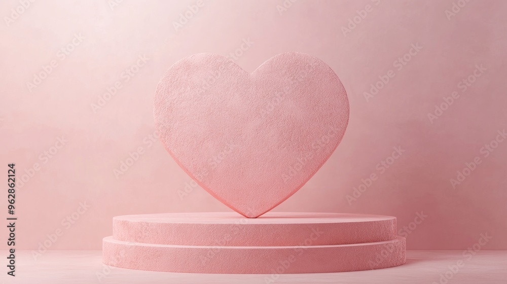 Poster Minimalist heart shaped background mockup featuring a podium Product display scene in 3D rendering