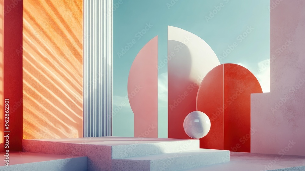 Aufkleber Stunning backdrop featuring geometric shapes in a 3D illustration and rendering