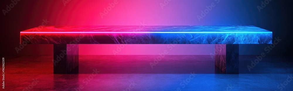Poster Department of field perspective of a top marble table on a white background High key style 3D rendering
