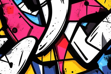 Abstract geometric pattern in bright colors and bold lines with a grunge effect.