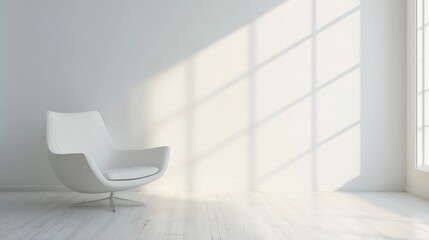 Single white chair in aempty room