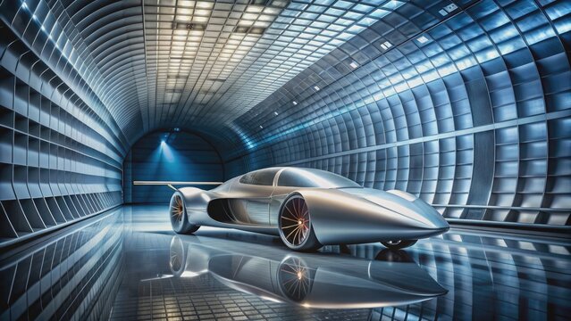 Efficient aerodynamics of a vehicle tested in a wind tunnel , car, testing, aerodynamics, wind tunnel, research