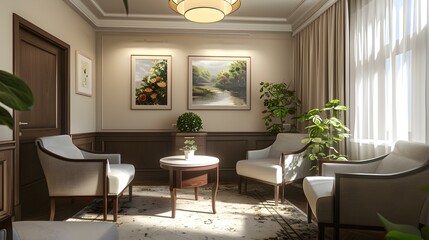 Elegant Living Room Interior Design with Armchairs and Sunlight