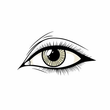 recommend clip art: A detailed line drawing of a human eye with long eyelashes.