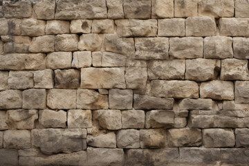 Fototapeta premium Processed collage of old ancient sand block wall texture in daylight. Background for banner