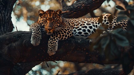 Leopard Resting in a Tree A Wildlife Portrait
