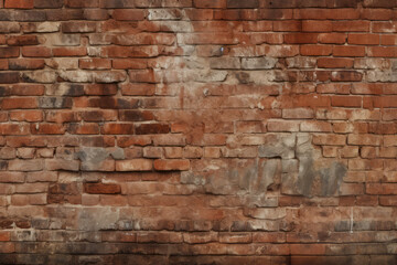 Obraz premium Processed collage of obsolete red brock masonry wall texture. Background for banner, backdrop