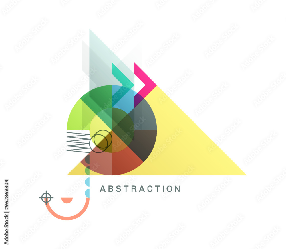 Wall mural art composition of flat colorful vector shapes. abstract transparency geometrical background. cover 