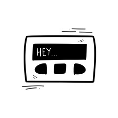 Hand Drawn Pager Illustration. Doodle Vector. Isolated on White Background - EPS 10 Vector