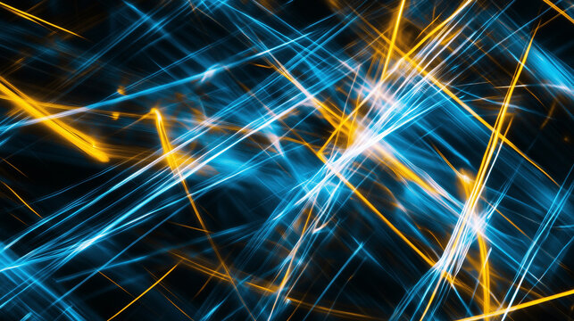 rant abstract light streaks in blue and gold crisscrossing in a dynamic motion, creating a visually striking futuristic design