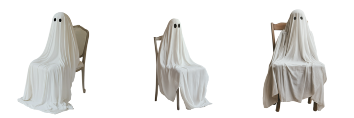 a ghost halloween decoration isolated on transparent background