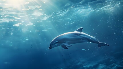 Fototapeta premium Dolphin Swimming in the Ocean Underwater Photography