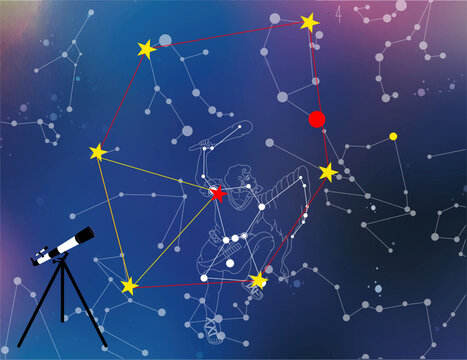 冬の星座　大三角形と冬のダイヤモンド