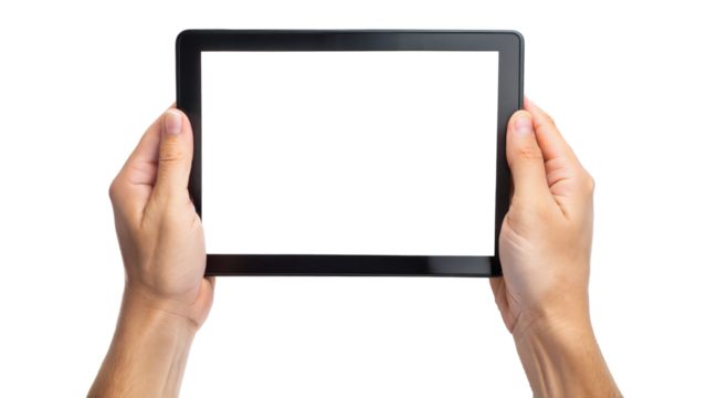 hand holding tablet computer