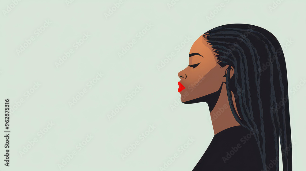 Canvas Prints a vibrant cartoon illustration of an african american woman with long locs, showcasing modern shojo 