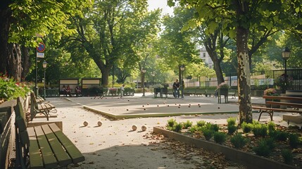 Bocce Ball in a Sunny Park Leisure and Recreation
