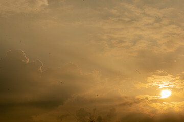 Vintage noise grain effect orange colour background sky for the vintage look.