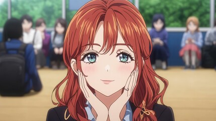 A bizarre yet intriguing anime character with a closed eye, posing awkwardly and giving off a creepy vibe.