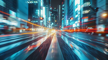 Dynamic Cityscape Blurry Lights and Motion in Urban Night