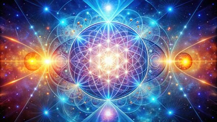 Fototapeta premium auroracore lightbeam futurism sacred geometry cosmosscape