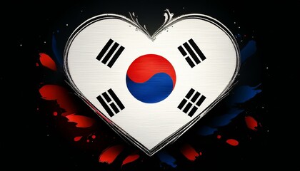 Obraz premium Heart shaped South Korea flag for independence day