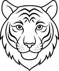 Detailed tiger head icon vector illustration showcasing wildlife