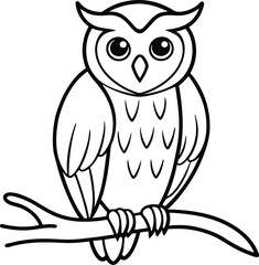 Owl line art vector illustration abstract owl face outline