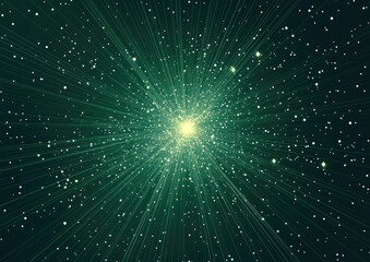 Abstract green background featuring a star explosion in a line art style