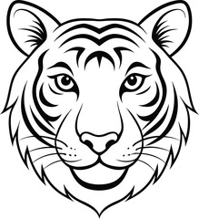 Unique tiger head icon vector illustration with fierce lines