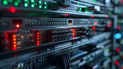 Close-up of Server Rack in Data Center