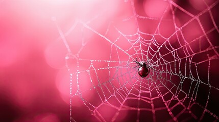 Bright pink background with cute spider web designs