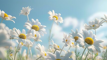 White Daisies Blooming in a Sunny Meadow A Floral Delight