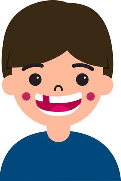 recommend clip art: Kid or boy smiling with broken tooth. Dental concept for illustration and element