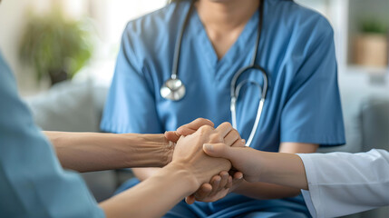 The handshake of doctors and patients to encourage each other, the concept of accessible medicine, medicine that makes patients confident, medicine that is good for the treatment of patients.