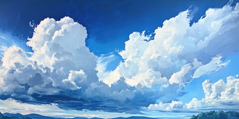 Oil painting depicting dramatic clouds and a storm front in the afternoon sky showcasing the beauty of nature s elements
