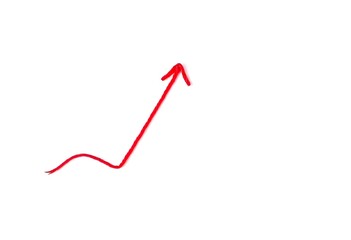 thin red arrow pointing up on a clean white background create with ai