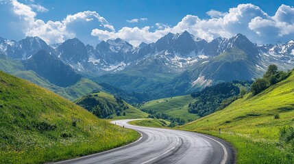 Fototapeta premium Car on the road in the mountains. Caucasus