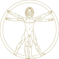 Sketch vector illustration silhouette drawing design icon vitruvian man symbol