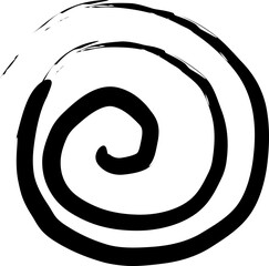 Spiral abstract circle, swirl brush stroke hypnosis psychedelic shape, geometric textured form. Concetric grunge irregular free hand doodle meander. Vector illustration