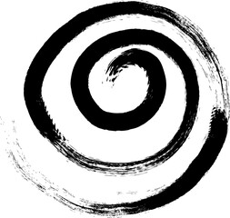 Spiral abstract circle, swirl brush stroke hypnosis psychedelic shape, geometric textured form. Concetric grunge irregular free hand doodle meander. Vector illustration