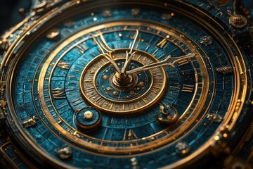 Fototapeta premium Ornate astronomical clock showing time passing quickly