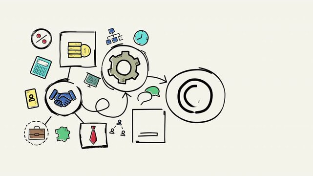 Animated hand drawn infographics of building a business.