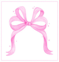 Coquette Pink Christmas ribbon bow Watercolor Playful Retro Grandmillennial style