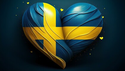 Heart shaped Sweden flag for independence day