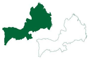 Bargarh district (Odisha State, Republic of India) map vector illustration, scribble sketch Bargarh map