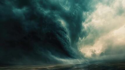 Obraz premium A massive storm approaches with swirling clouds, symbolizing the power and fury of a tornado event.