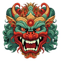 Obraz premium Indonesian spirit mask Barong demon isolated